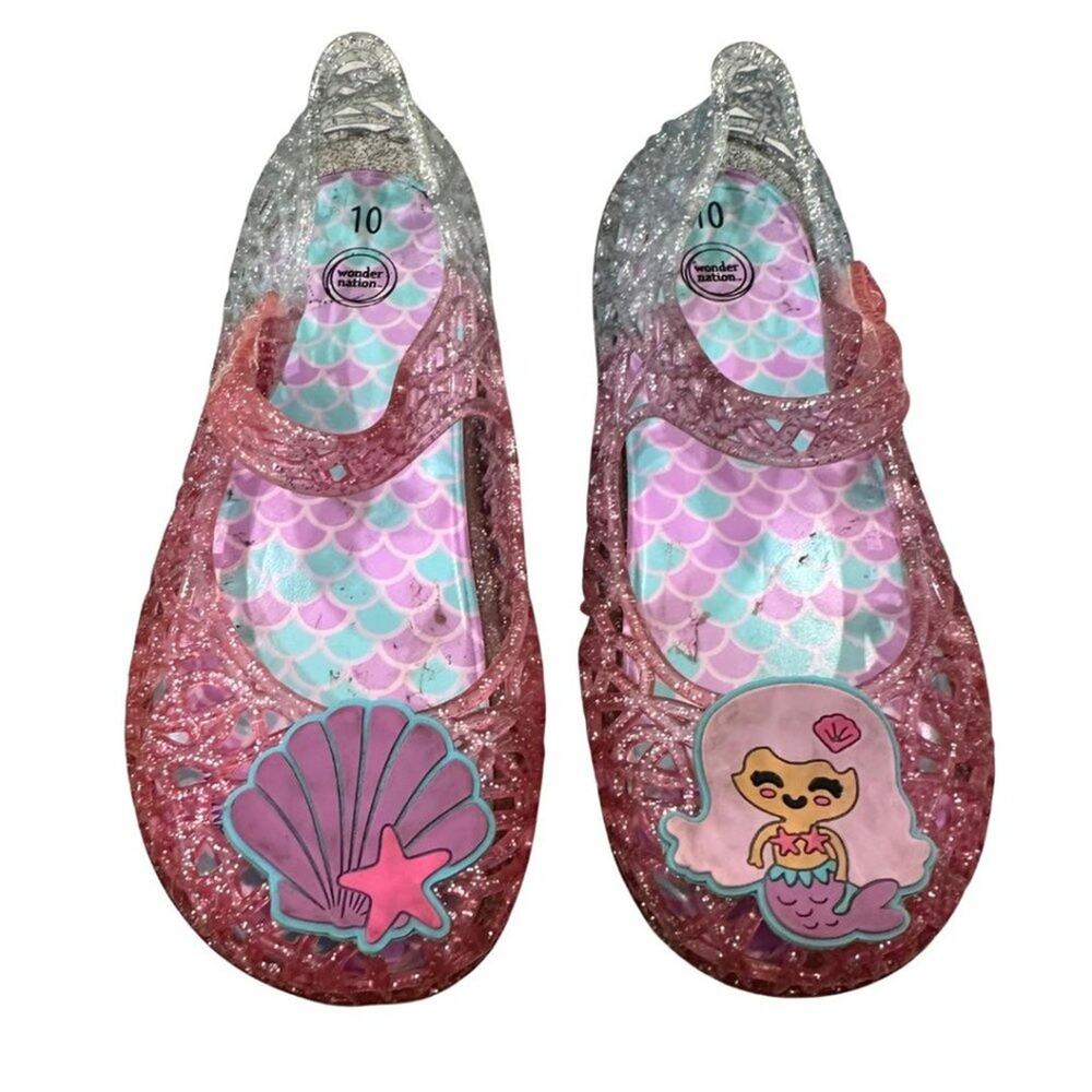 Wonder Nation Mermaid Mary-Jane Jelly Sandals Pink, Purple 10 - Picture 4 of 5